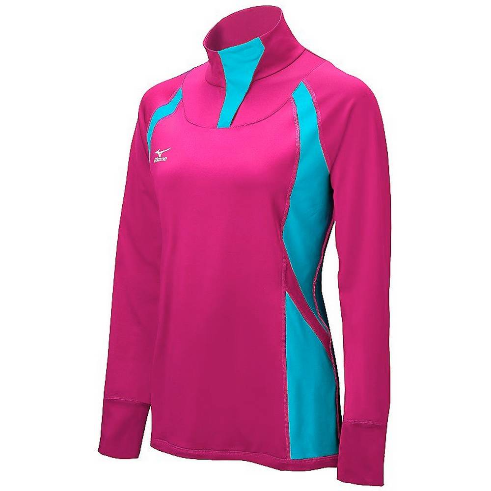 Casaco Mizuno Nine Collection: Drive Half-Zip - Mulher - Rosa/Azuis - VJKRL0826